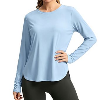 Womens Sun Protection Long Sleeve Shirt Lightweight Athletic Workout Top