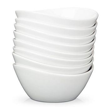 8 pc 42 oz Large Ceramic Soup Bowls, White Porcelain, Oven & Dishwasher Safe for Pasta Salad Cereal
