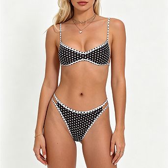 Women's Triangle Bikini Set Adjustable Strap High-Cut 2 pc Swimsuit