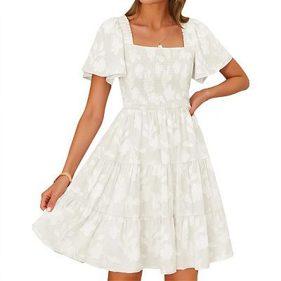 empire line casual dress Whisper Maxi Olive / S Textured Relaxed fit Empire waist Short sleeves Maxi length Side slit V Womens Summer Casual Short Sleeve