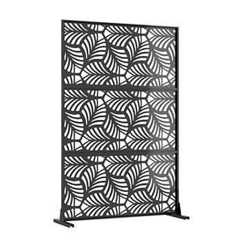 Freestanding Metal Privacy Screen Stable Base Decorative Divider for Patio Deck Balcony Garden