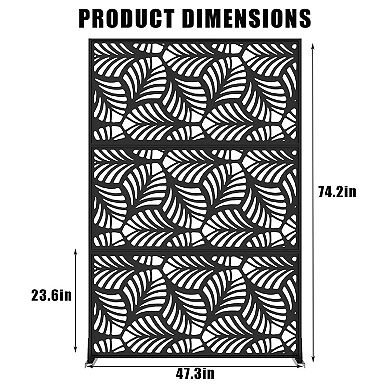Freestanding Metal Privacy Screen Stable Base Decorative Divider for Patio Deck Balcony Garden