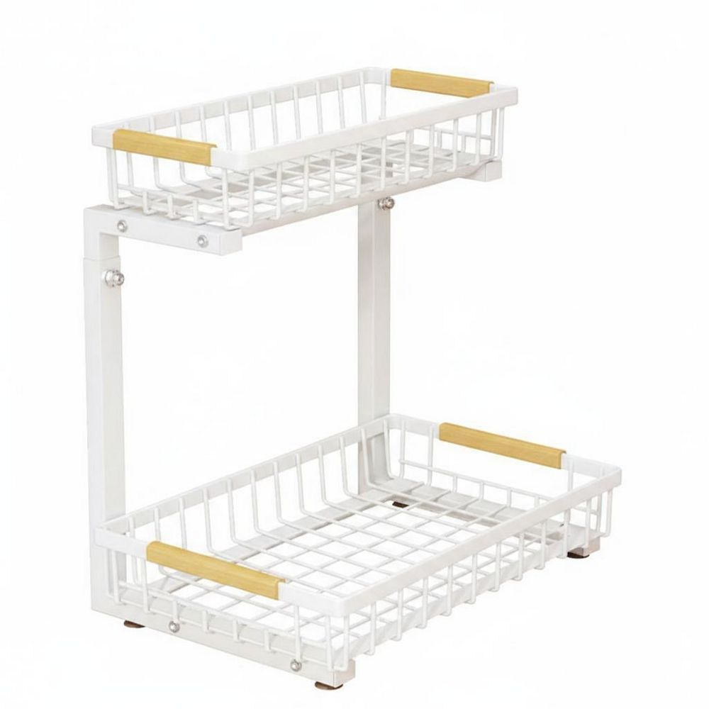 L-Shaped 2-Tier Pull Out Cabinet Shelf, Sliding Under Sink Organizer ...