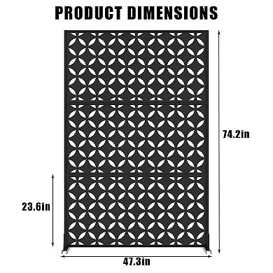 Freestanding Steel Privacy Fence Panel Square Hole Design Stable Base Outdoor Partition Screen