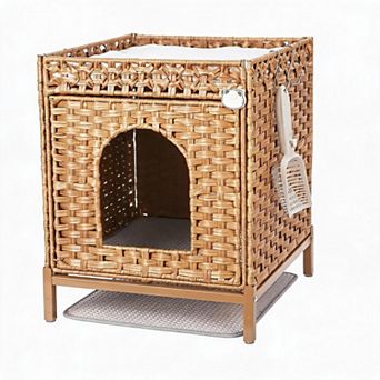 Cat Litter Box Enclosure Hidden Litter Box Furniture with Metal Heightened Feet