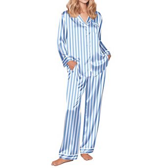 Ekouaer Silk Pajamas for Women Button Down Satin Pj Set Soft Long Sleeve 2 pc Sleepwear Loungewear