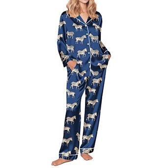 Ekouaer Silk Pajamas for Women Button Down Satin Pj Set Soft Long Sleeve 2 pc Sleepwear Loungewear