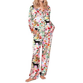 Ekouaer Silk Pajamas for Women Button Down Satin Pj Set Soft Long Sleeve 2 pc Sleepwear Loungewear