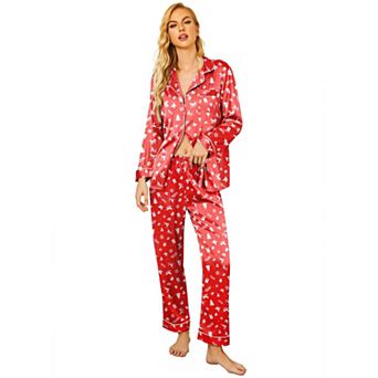 Ekouaer Silk Pajamas for Women Button Down Satin Pj Set Soft Long Sleeve 2 pc Sleepwear Loungewear