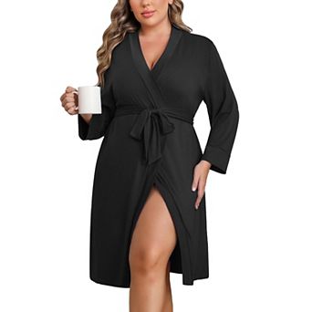 Ekouaer Womens Plus Size Kimono Robe Lightweight Knee Length Bathrobe with Pockets