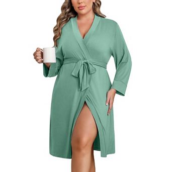 Ekouaer Womens Plus Size Kimono Robe Lightweight Knee Length Bathrobe with Pockets
