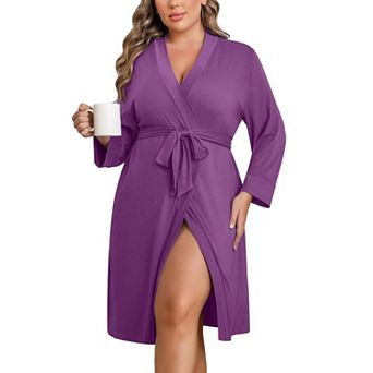 Ekouaer Womens Robe Knee Length Maternity Bathrobe Lightweight Kimono Sleepwear