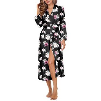 Ekouaer Womens Robe Long Knit Kimono Bathrobe Sleepwear Soft Ladies Loungewear with Pockets