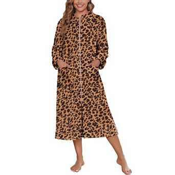 Ekouaer Womens Zipper Robe Long Sleeves Bathrobe Sleepwear Warm Housecoat Zip Up House Robes