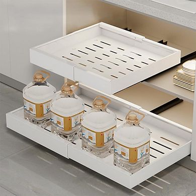 Expandable Heavy Duty Pull-Out Cabinet Organizer, Adjustable Slide-Out Drawer for Kitchen Pantry