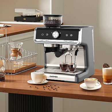 Home Espresso Coffee Maker, 30 Grind Settings Machine with Steam Wand & Large Water Tank for Drinks