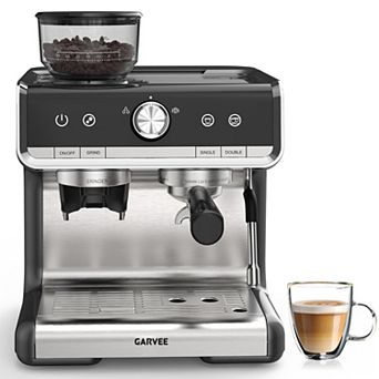 Home Espresso Coffee Maker, 30 Grind Settings Machine with Steam Wand & Large Water Tank for Drinks