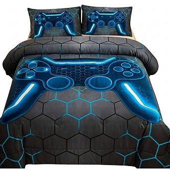 Full Comforter Set Kids Geometric Lightweight Microfiber Bedding 2 pc