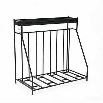 No Drill Bicycle Organizer Rack with Basket, Space Saving Bike Holder for Home Warehouse Indoor Use