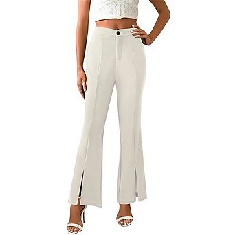Women's Wide Leg Bootcut High Waisted Stretchy Business Casual Pants with Pockets