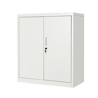 Metal Storage Cabinet 2 Doors with 2 Adjustable Shelves, Heavy Duty Steel Locker