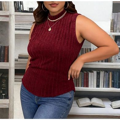 Women's Plus Size Sleeveless Tank Top, Soft Basic Tunic for Casual & Vacation