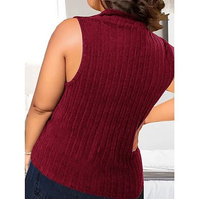 Women's Plus Size Sleeveless Tank Top, Soft Basic Tunic for Casual & Vacation