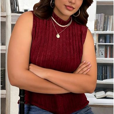 Women's Plus Size Sleeveless Tank Top, Soft Basic Tunic for Casual & Vacation