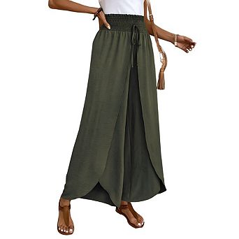 Women Linen Pants Palazzo High Waist Cotton Linen Blend Loose Fit Flowy Travel Summer Lounge Pants