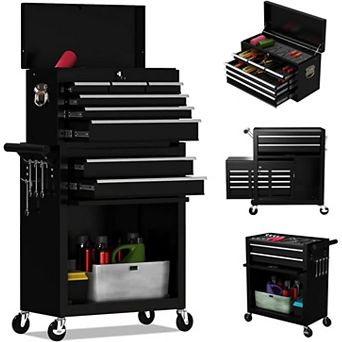 8 Drawer Q235, Metal Toolbox, 2-in-1 Tool Box-Multi-Functional Toolbox, Portable Toolbox