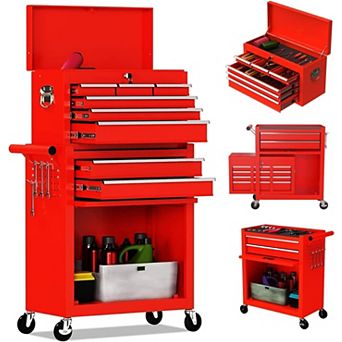8 Drawer Q235, Metal Toolbox, 2-in-1 Tool Box-Multi-Functional Toolbox, Portable Toolbox