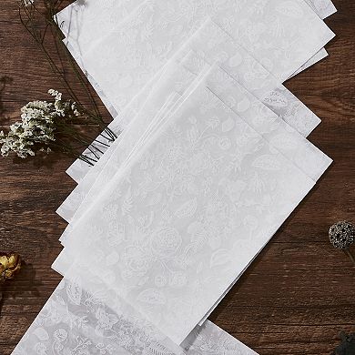 Translucent Vellum Jackets for 5x7 Invitations, Graceful Pre-Folded Floral Design Wraps, 100 Pack