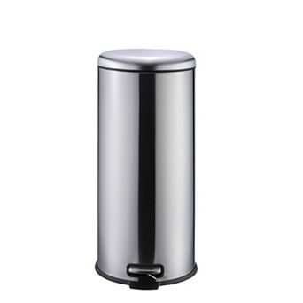 8 Gallon Round Stainless Steel Step-On Trash Can Soft-Close Lid, Removable Inner Bucket