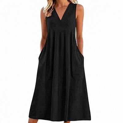 women's vinya sleeveless cotton midi dress ASTR the Label Vinya Dress Plaid / L