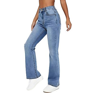 Womens High Waisted Jeans Stretchy Slim Fit Bootcut Denim Pants
