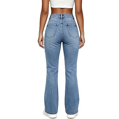 Womens High Waisted Jeans Stretchy Slim Fit Bootcut Denim Pants