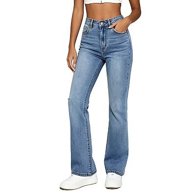 Womens High Waisted Jeans Stretchy Slim Fit Bootcut Denim Pants