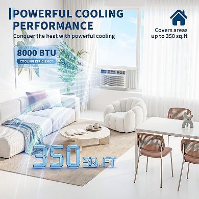 8000 BTU Window Air Conditioner with Remote Control, Cools up to 350 Sq. Ft
