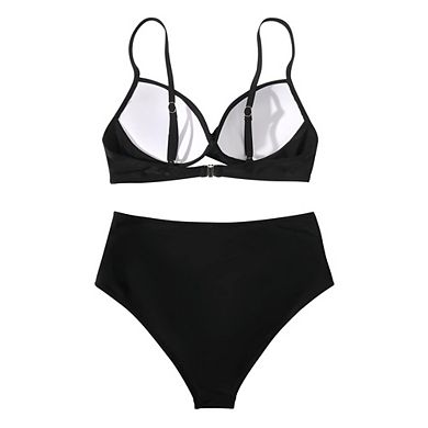 Women's High Waisted Bikini Set Twist Front Push Up Ruched Two Piece Swimsuit
