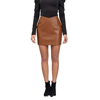 Women PU Leather Legging High Waist Stretchy Bodycon Mini Skirt