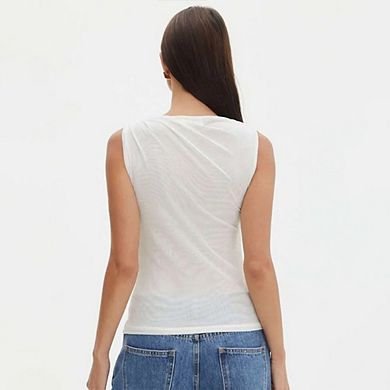Women's Y2K Sleeveless Vest Casual Mock Neck Slim Blouse