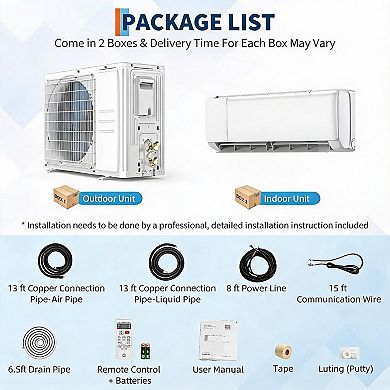 High-Efficiency 18000 BTU Mini Split Central Air Conditioner and Heat Pump - 230V
