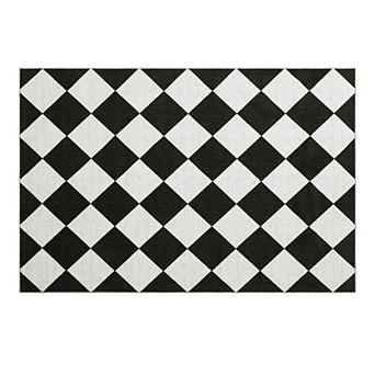 Fashionwu Classic Diamond Checkered Pattern Rug For Bedroom Apartment Soft Washable Carpet