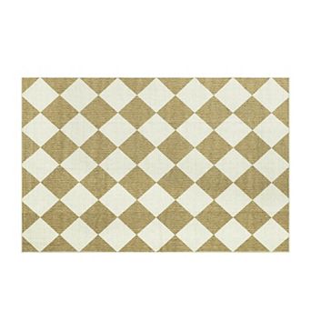 Fashionwu Classic Diamond Checkered Pattern Rug For Bedroom Apartment Soft Washable Carpet