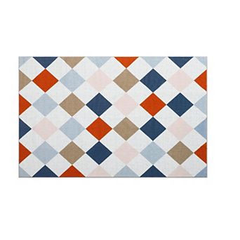 Fashionwu Classic Diamond Checkered Pattern Rug For Bedroom Apartment Soft Washable Carpet