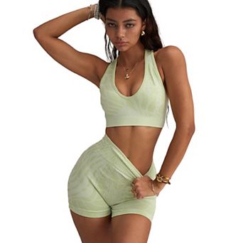 Women Workout Sets 2 pc Yoga Outfits Sports Bra High Waist Shorts Activewear Tracksuit