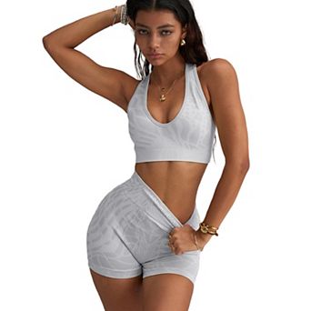 Women Workout Sets 2 pc Yoga Outfits Sports Bra High Waist Shorts Activewear Tracksuit