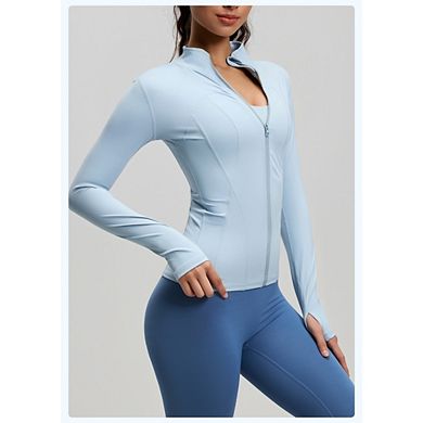 Women's Workout Jacket Lightweight Zip Up Yoga Jacket Cropped Athletic Slim Fit Tops