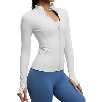 Women's Workout Jacket Lightweight Zip Up Yoga Jacket Cropped Athletic Slim Fit Tops