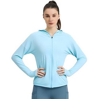 Women's Sun Protection Jacket Hoodie Lightweight Long Sleeve Sun Cover Up Shirt With Pockets